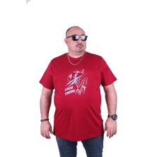 Moc Grande Büyük Beden Erkek Baskılı Tişört Lightning 23132 Bordo10