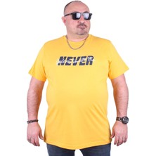 Moc Grande Büyük Beden Erkek Baskılı Tişört Never 23135 Sarı10