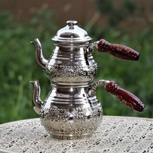 Morya Bakır Nikel Kaplama Baskı Bakır Çaydanlık 1,6 Lt