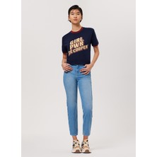 Lee Cooper Clara Yüksek Bel Normal Kesim Düz Paça Mavi Kadın Jean Pantolon