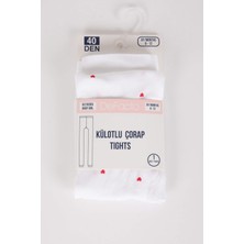 DeFacto Kız Bebek Kalp Desenli Kaydırmaz Taban 40 Denye Külotlu Çorap A1522A5NS