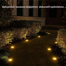 Strongart Solar Güneş Enerjili 8 Ledli Kazıklı Çim Zemin Bahçe Aydınlatma 3 W Gün Işığı Sarı LED ( 4 Lü Set )