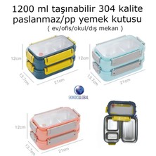 Vagonlife Taşınabilir Üç Bölmeli 304 Paslanmaz Çelik Yemek Kutusu Sefer Tası 1200 ml