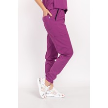 Nur Medikal Giyim Mor Likralı Jogger Pantolon