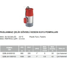 Atlantis Venedik Pro QSB-JH-1000103 - 1000W 220V Paslanmaz Çelik Gövdeli Keson Kuyu Dalgıç Pompa 3G Sulama