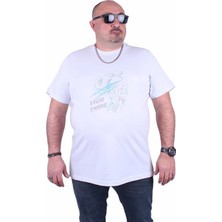 Starbattal Büyük Beden Erkek Baskılı Tişört Lightning 23132 Beyaz10