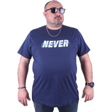 Starbattal Büyük Beden Erkek Baskılı Tişört Never 23135 Marin10