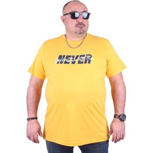 Starbattal Büyük Beden Erkek Baskılı Tişört Never 23135 Sarı10