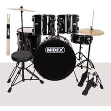 Midex CD900X-BK 22'' yetişkin akustik Bateri Davul Seti 22B-13T-12T-16F-14S (5 Parça)