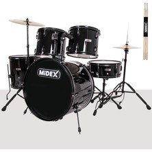 Midex CD900X-BK 22'' yetişkin akustik Bateri Davul Seti 22B-13T-12T-16F-14S (5 Parça)