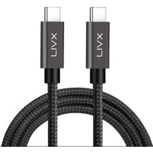 Livx Force 100W Usb-C To Usb-C 3.1 Gen2 10 Gbps 4k@60hz Hızlı Şarj Data ve Görüntü Aktarım Kablosu Örgülü1 Metre Gn-01