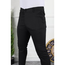 Modamesto Erkek Siyah Slim Fit Keten Pantolon