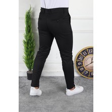 Modamesto Erkek Siyah Slim Fit Keten Pantolon