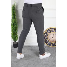 Modamesto Erkek Antrasit Slim Fit Keten Pantolon