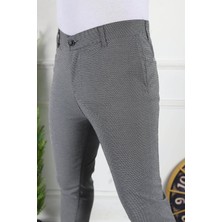 Modamesto Erkek Koyu Gri Slim Fit Keten Pantolon