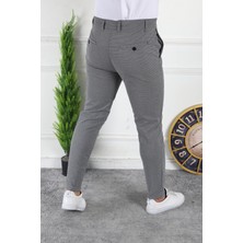 Modamesto Erkek Koyu Gri Slim Fit Keten Pantolon