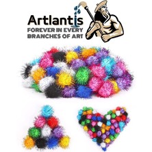 Artlantis Simli Ponpon 10 mm 20 mm 30 mm 85 Li Set 1 Paket Karışık Renk Pon Pon 1 cm 2 cm 3 cm Pompom