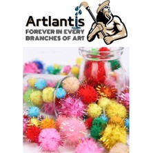 Artlantis Simli Ponpon 10 mm 20 mm 30 mm 85 Li Set 1 Paket Karışık Renk Pon Pon 1 cm 2 cm 3 cm Pompom