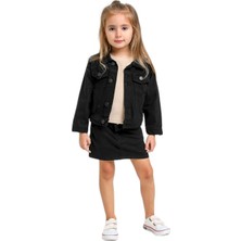 Mojo Kız Çocuk Full Likra Renkli Denim Etek 234647 Siyah