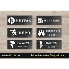 Zafrak Reklam Kapı Tabelası 6 Takım Mutfak - Depo - Muhasebe -Toplantı Odası - Wc 24X9CM