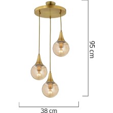 Veda Light Damla 3'lü Sarkıt Bal Cam Yuvarlak- Eskitme Modern- Mutfak- Salon Avize
