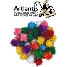 Artlantis Simli Ponpon 30 mm 50'li 1 Paket Karışık Renk Pon Pon 30 mm Pompom 3 cm