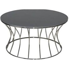 Bengi Ticaret Orta Sehpa Brc Kum Saat Model 10425 Düz Siyah Temper Cam Platin Renk Kaplama Metal Ayak El Yapım