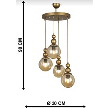 Veda Light Venüs 4'lü Sarkıt Eskitme Model- Hakiki Bal Cam- Oturma Odası- Salon- Yatak Odası Modern Avize