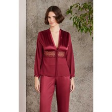 Pierre Cardin 6005 Kadın Bordo Gelin Çeyiz Seti 6'lı Saten Takım