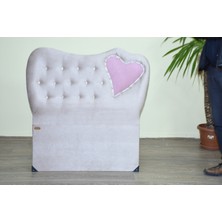 Bengi Ticaret Baza Başlık 90*190 cm Tay Tüy Krem Silinir Dolgun Pembe Kalpli Model 2 cm Sunta Üstü El Yapım
