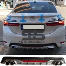 STS Oto Aksesuar Toyota Corolla 2013-2018 Difüzör Arka Tampon Eki 4 Egzoz Çıkışlı Gri Reflektörlü
