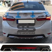 STS Oto Aksesuar Toyota Corolla 2013-2018 Difüzör Arka Tampon Eki 2 Egzoz Çıkışlı Siyah Reflektörlü