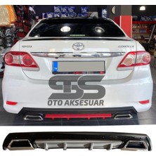 STS Oto Aksesuar Toyota Corolla 2007-2012 Difüzör Arka Tampon Eki 2 Egzoz Çıkışlı Gri Lüx Tip