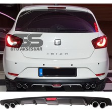 STS Oto Aksesuar Seat Ibiza Difüzör Arka Tampon Eki 4 Egzoz Çıkışlı Siyah