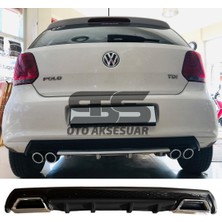 STS Oto Aksesuar Volkswagen Polo Mk5 Difüzör Arka Tampon Eki 2 Egzoz Çıkışlı Siyah Lüx Tip
