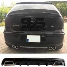 STS Oto Aksesuar Volkswagen Polo Mk4 Difüzör Arka Tampon Eki 2 Egzoz Çıkışlı Siyah Lüx Tip