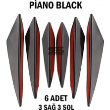 STS Oto Aksesuar Her Araca Uyumlu  Piano Black 6lı Kanatlı Tampon Bıçağı