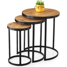 Erezoğulları Mobilya Sedef Modern Tarz Zigon Sehpa 3'lü Yuvarlak