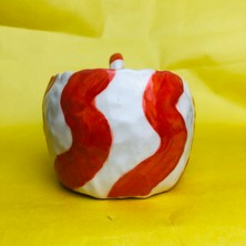 Yılbaşı Serisi Lollipop Xl Kupa - Kırmızı Şekerli Kupa El Yapımı Seramik Mug 200 ml