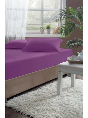 Romans Lüx Lastikli Penye Çarşaf 160X200 cm Mürdüm Renk