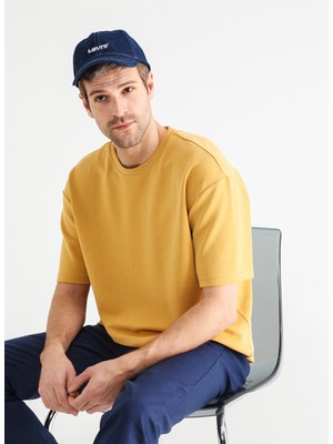 Fabrika O Yaka Düz Sarı Erkek T-Shirt RIKAS