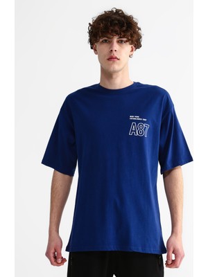 Aeropostale Bisiklet Yaka Baskılı Lacivert Erkek T-Shirt E-Turn10