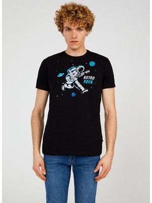 The Crow Bisiklet Yaka Baskılı Siyah Erkek T-Shirt TC712210