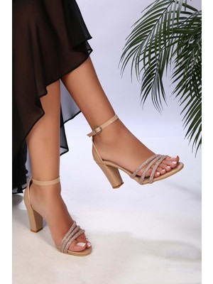 Shoeberry Kadın Forty Ten Biyeli Taşlı Topuklu Ayakkabı