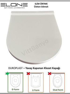 ELONE BANYO  Inova Duroplast Yavaş Kapanan Düğmeli Klozet Kapağı