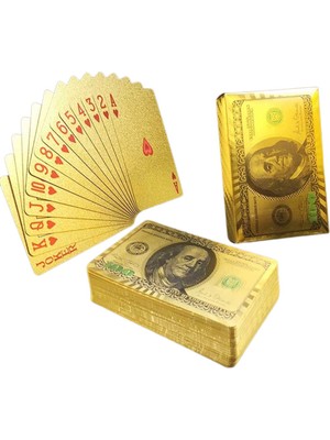 Schulzz Bossvegas Dolar Şeklinde Su Geçirmez Pvc Altın Iskambil Kartları