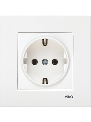 Viko Topraklı Çerçeveli Beyaz Elektrik Prizi Yüksek Dayanıklılık ve Modern Tasarım Özellikli