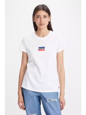 Levi's Logo Baskılı Bisiklet Yaka % 100 Pamuk Regular Fit T Shirt Kadın T Shirt A2086