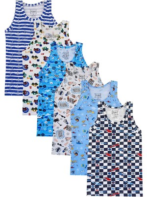 Tutku 6lı Erkek Çocuk Renkli Atlet Pamuklu Askılı Empirme Elastan