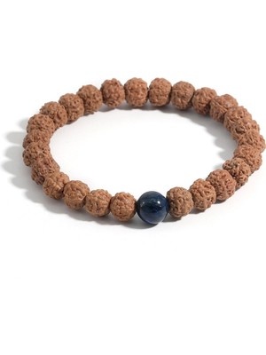 Safnaturel Sertifikalı Doğaltaş Rudraksha - Lapis Lazuli Bileklik 8mm